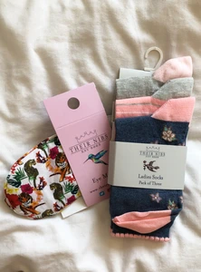 Thoughtful Little Something: Tropical Eyemask and Secret Garden Socks